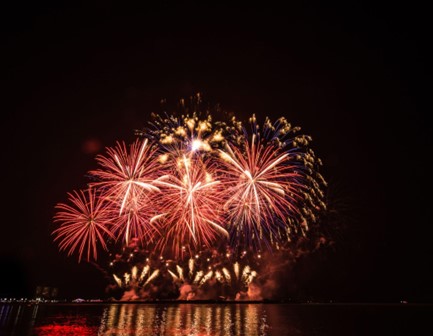 A large fireworks display